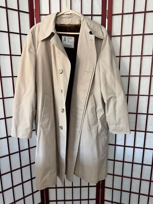 London Fog Maincoats Trench VTG Beige Removable Faux Fur Liner Men’s L 42 Reg - Image 1 of 4