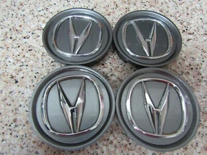 ACURA RL TL RDX TSX 2.75" (4) CHARCOAL GRAY CENTER CAPS with LIPS   44742 PS+PPE - Picture 1 of 3