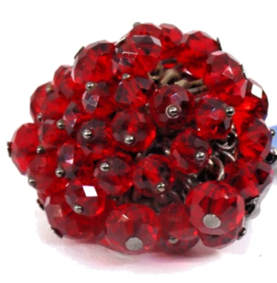 Винтажный Vera Wang глубокий Sian красный драгоценностями Cha Cha кристалл бисер эластичное кольцо новый - Изображение 1 из 4