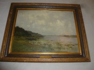 ORIGINAL FRAMED OIL PAINTING WILLIAM CORNELIS RIP HET WYHLER MEER HOLLAND SIGNED - Picture 1 of 13