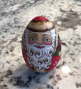 Huevo de madera pintado a mano de Santa Claus de colección con fecha de Navidad - falta gancho - Imagen 1 de 6