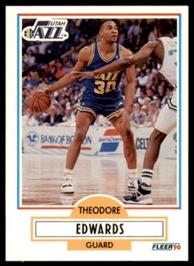 1990-91 FLEER BASKETBALL CARD UTAH JAZZ #185 THEODORE EDWARDS