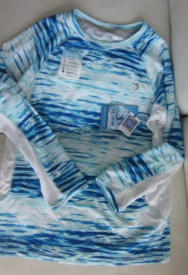 Camisa Reel Legends Niño MEDIANA 10 12 Manga Larga Pesca Azul Rayas Waterlines Foto 1 de 4