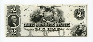 1800's $2 The Sussex Bank - Newton, New Jersey Note CU - Bild 1 von 2