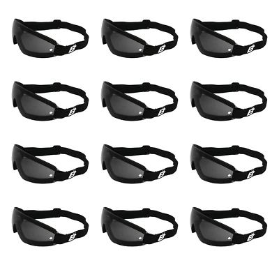 Birdz Eyewear Wing Skydiving & Sports Padded Riding Goggles Black Frame Smoke