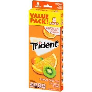 GOMMA TRIDENTE SENZA ZUCCHERO SAPORE TROPICALE TWIST 14 pezzi. - 8CT - CONFEZIONE DA 2 - Foto 1 di 1