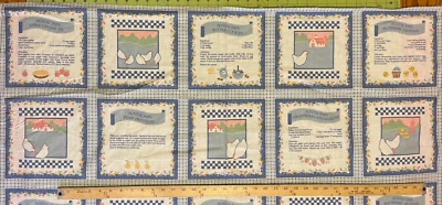 Auntie Em Pie Chicken Cotton Fabric Wamsutta Hallmark Recipe Panel 17"Grannycore - Image 1 of 4