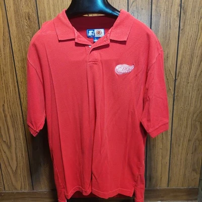 Detroit Red Wings polo golf shirt Starter large - Image 1 of 4
