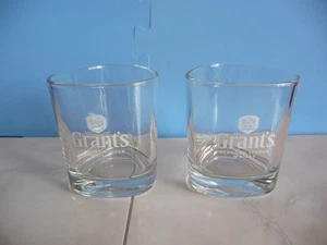 2x Grant's scotch whisky glasses collectible bar alcohol used rare white - Picture 1 of 6