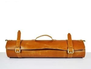 KRC Leather Chef Knife Roll Caramel Brown 8 Slot  - Picture 1 of 8
