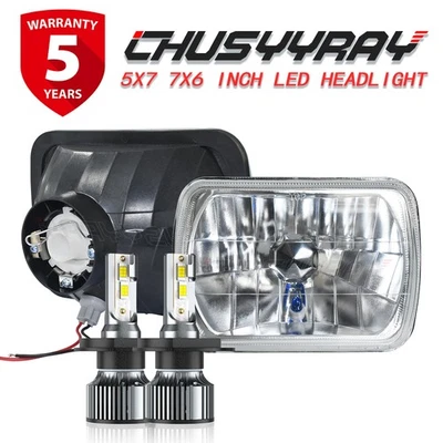 Par de faros LED proyectores haz alto/bajo para 82-93 Chevy S10 Blazer GMC S15 7X6" Foto 1 de 4