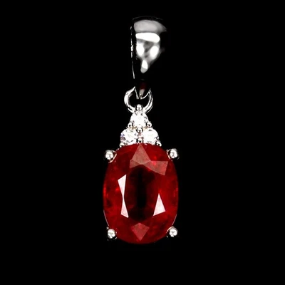 Colgante de plata de ley 925 rubí ovalado 8x6 mm joyas de piedras preciosas naturales Foto 1 de 4