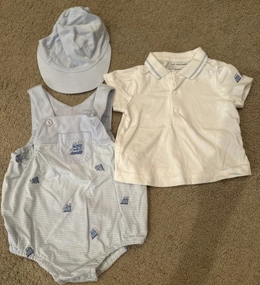 First Impressions Bebé Niño Azul Tren 3 Piezas Conjunto Corto Sombrero 6-9 meses De Colección Foto 1 de 4