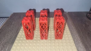 LEGO Red 2x2x5 Lattice Support Pillar Vintage (2580c01) - Lot of 6 - Fast Ship! - Picture 1 of 3