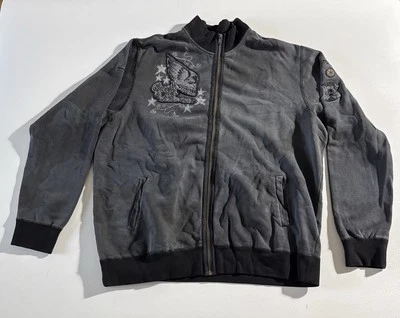 Quiksilver Jacket Men’s Size XL Surfing Beach Casual Wear Gray Pockets Skull - Image 1 of 4