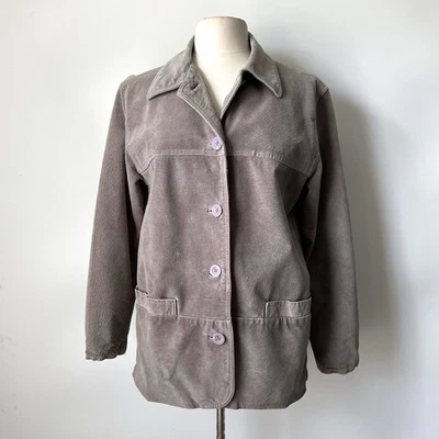 Chaqueta Blazer Larga LAVABLE De Colección St. John’s Bay Gamuza Cuero Pequeña Gris Foto 1 de 4