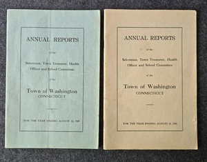 Vintage 1924-28 RELAZIONI ANNUALI degli UFFICIALI DELLA CITTÀ della città di Washington, CT - Foto 1 di 6