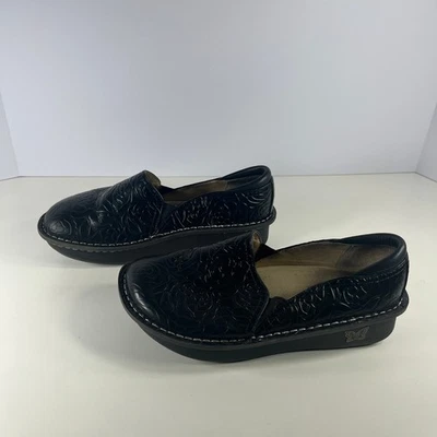 Zapatos cómodos Alegria Debra negros en relieve rosa para mujer talla 37 cuero negro  Foto 1 de 4