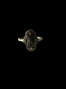 Ring Silber 835, Antik, Onyx, Filigran, Abstrakt, Zart - Bild 1 von 6