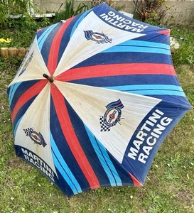 Vintage 1970’s Martini Racing Parasol Umbrella Martini Club Cotton Material Cars - Picture 1 of 4