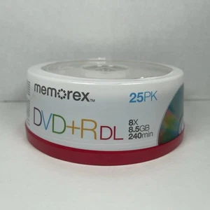 Memorex 25 PK DVD+R DL 8X 8.5GB Data 240 Min Video Blank Media Brand New Sealed - Picture 1 of 3