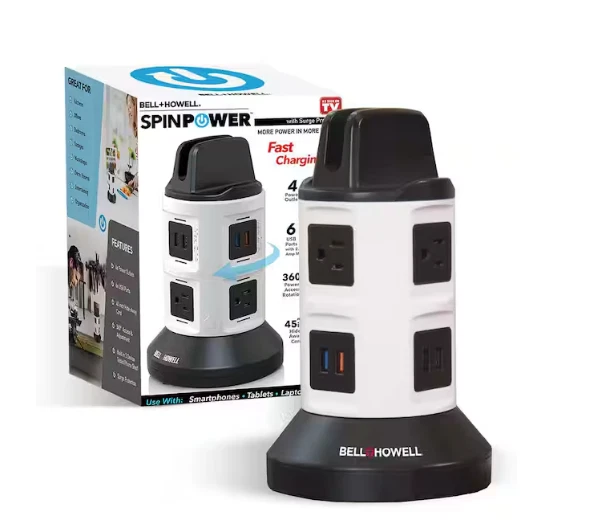 Bell + Howell 4-Outlets / 6 USB Spin Power - The Ultimate Smart Charging Station - Image 1 of 4