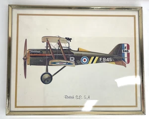 Vintage británico S.E. Arte enmarcado con impresión de avión de combate 5A Primera Guerra Mundial 10 x 8 - Imagen 1 de 3