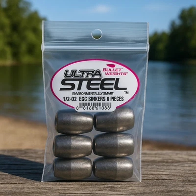 Ultra Steel Bullet Weights Fishing 1/2 oz Egg Sinkers (6 Pcs) USEG7 USA Tackle - Image 1 of 4