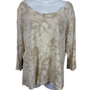 J Jill Silk Cotton Cashmere Blend Beige Ivory Floral Lightweight Sweater sz XL - Picture 1 of 17