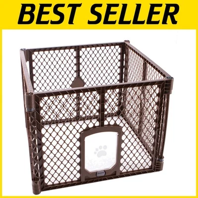 Parque infantil compacto de 4 paneles para mascotas - puerta batiente con cerradura Foto 1 de 4