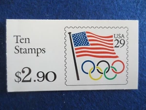 DOC Scott # 2528a BK186A FLAG & OLYMPIC RINGS 29¢ 1991 Booklet of 10 MNH  - Picture 1 of 3