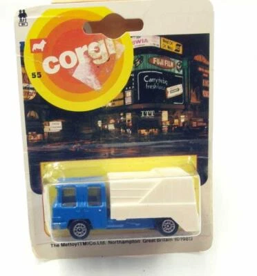 VINTAGE 1973 CORGI JUNIORS 54 REFUSE GARBAGE  BLUE  WHITE TRUCK MOC SCARCE COLOR - Image 1 of 3