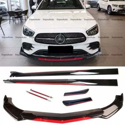 Front Bumper Lip Splitter Spoiler Side Skirt Bod Kit For Mercedes-Benz E200 E300 - Imagem 1 de 4
