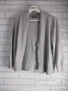 Jacqui E womens crop caridgan knit grey 3/4 sleeves S, 10 open front - Picture 1 of 9