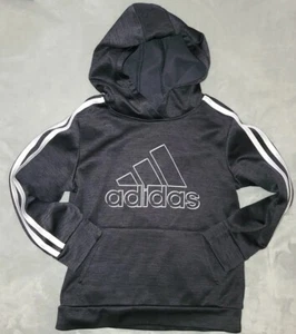 Niño Adidas Talla 7 Negro Manga Larga Sudadera con Capucha 100% Poliéster Bolsillo Frontal - Imagen 1 de 4