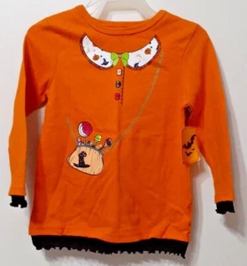 Halloween Shirt Orange Long Sleeve Girls 12 months - Imagen 1 de 1