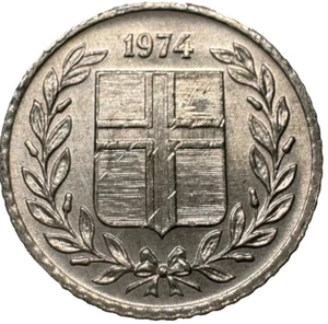 1974 ICELAND - 10 Aurar - Very Beautiful UNC - Aluminum Collectible Vintage Coin - Picture 1 of 2