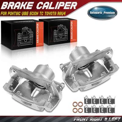 Pair Front Brake Calipers with Bracket for Toyota RAV4 Matrix Mirai Scion tC iM - Image 1 of 4