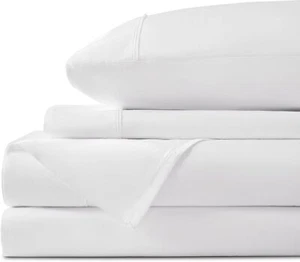 4-Piece 100% Egyptian Cotton Sheet Set (1000 Thread Count), 16” Deep (White) - Picture 1 of 7
