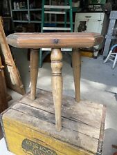 Antique Primitive Wooden Wood Milking Stool Chair Seat Bench Rustic Farm 3 leg