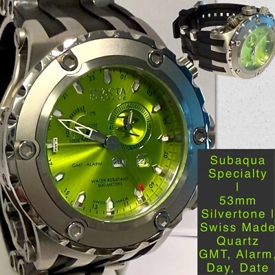 Reloj Invicta 53mm Verde | GMT, Alarma, Día, Fecha | Hecho en Suiza | ESPECIALIDAD SUBAQUA Foto 1 de 4