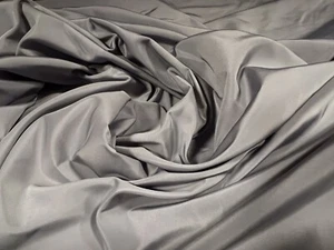 Taffeta Woven Dress Fabric, Per Metre - Plain - Silver Grey - Picture 1 of 2
