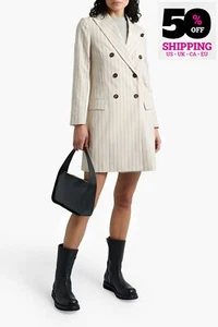 RRP€4040 BRUNELLO CUCINELLI Longline Blazer Jacket IT36 US0 UK4 XXS Pinstripe - Picture 1 of 6