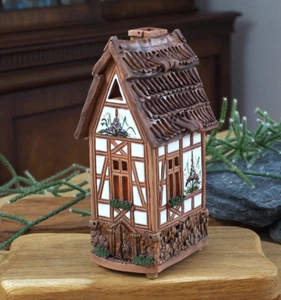 Ceramic Tealight Holder Half Timbered Miniature House 16cm Midene Handmade - Picture 1 of 12