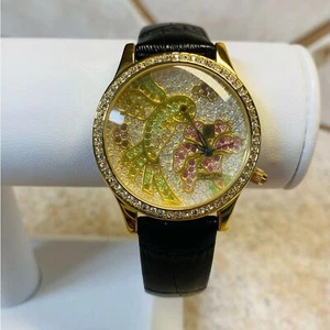 Victoria Wieck Beverly Hills Goldtone Watch w/ Crystal Hummingbird Leather Band - Picture 1 of 5
