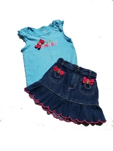 Gymboree Girls Shirt Skirt Size 5 Ice Cream Sweetie Vintage Denim Modesty Shorts - Picture 1 of 11