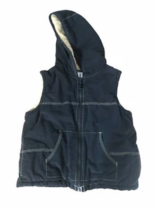 Gymboree Jacket Vest Hoodie Boys Small Blue Fleece Lined Pocket Full Zip Sleevel - Picture 1 of 4