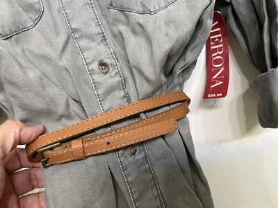 VESTIDO CAMISERO CLÁSICO CÓMODO INFORMAL TRABAJO ALGODÓN SUAVE VERDE MERONE-S NUEVO CON ETIQUETAS + CINTURÓN GRATIS Foto 1 de 4