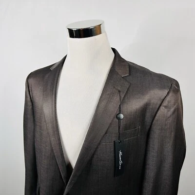 Nuevo con etiquetas Abrigo Deportivo Kenneth Cole 46R Marrón Dos Botones Doble Ventilación Mezcla Poli Rayón Foto 1 de 4