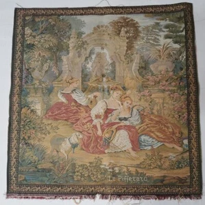 Vintage Arazzo Tapastry Square Le Pifferaro 1973 46x46cm Made in Italy - Picture 1 of 10